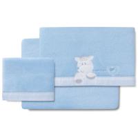 Sábanas de Minicuna, coralina Azul, corazon amoroso, 3 piezas INTERBABY, 50x80 cm