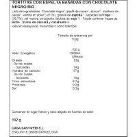 Tortitas de espelta con chocolate bio SANTIVERI, paquete 102 g