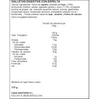 Galleta digestive espelta SANTIVERI, paquete 180 g