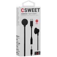 Auriculares de botón negro, micrófono y Tipo C, ESSWEETCBK TNB
