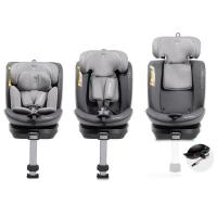 Silla de coche evolutiva Aitana i-Size gris 40-150 BABYAUTO Silla de coche giratoria sobre la base con pata de apoyo. Apto desde el nacimiento (0 meses) hasta  150 cm de altura o 36 kg. Homologacion Europea: R129 I-SIZE 40-150 cm.  Instalación con isofix + pata de apoyo, a contramarcha (ACM hasta los 105 cm o 18 kg)). Giratoria 360º, con protección lateral y reclinable en 5 posiciones. El cinturón  top-tether. y de 5 puntos. El reposacabezas es ajustable en 7 niveles. La silla de coche permite transportar a los niños en 6 posiciones de reclinado (ACM y Con la marcha) y gracias al sistema evolutivo de la silla es posible adaptar fácilmente los cinturones integrados junto con el reposacabezas. Giratoria 36 grados, lo que permite girar la silla de coche hacia la puerta para abrochar al niño con más facilidad. Funda extraíble fácil de limpiar y un compartimento para guardar los cinturones integrados.