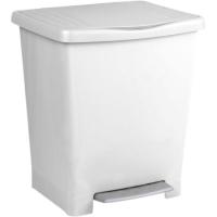 Cubo de basura con pedal Milenium blanco, capacidad 25 litros TATAY, 33,5x30x39 cm