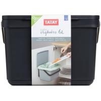 Cubo de basura negro con soporte, capacidad de 6 litros TATAY, 26,5x20,5x18,5 cm