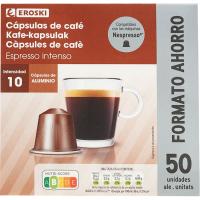 Café expresso intenso comp. Nespresso EROSKI, caja 50 uds