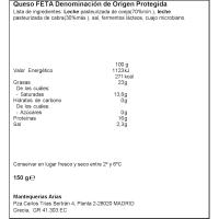Queso feta D.O.P. ISLOS, tarrina 150 g