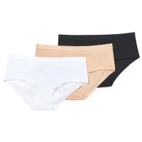 Bóxer mujer algodón elástico, blanco/piel/negro talla M ECODIM, pack 3 uds