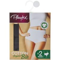 Braga maxi mujer algodón orgánico, negro talla M PLAYTEX, pack 2 uds