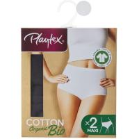 Braga maxi mujer algodón orgánico, negro talla L PLAYTEX, pack 2 uds