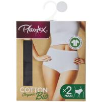 Braga maxi mujer algodón orgánico, negro talla XL PLAYTEX, pack 2 uds