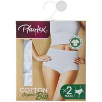 Braga maxi mujer algodón orgánico, blanco talla XL PLAYTEX, pack 2 uds