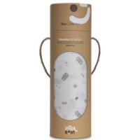 Muselina de bambú natural blanco estampado Koalas hoja rosa INTERBABY, 120x120 cm