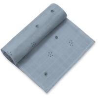 Muselina de bambú natural azul estampado soles INTERBABY, 120x120 cm