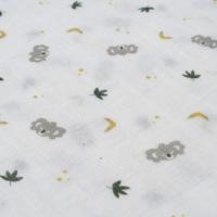 Muselina de bambú natural blanco estampado koala platano  INTERBABY, 120x120 cm