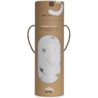 Muselina de bambú natural blanca estampado cohetes INTERBABY, 120x120 cm