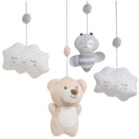 Carrusel musical 5 muñecos abeja gris, favorece el descanso del bebé INTERBABY