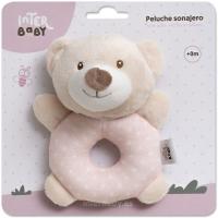 Sonajero aro peluche osito rosa, ideal para fomentar el agarre INTERBABY