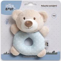 Sonajero aro peluche osito azul, ideal para fomentar el agarre INTERBABY