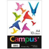 Papel de colores A4, 100 hojas de 80 gr, 10 colores CAMPUS, 1 pack