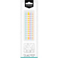 Vela de cumpleaños extralarga 14, 5cm colores pastel a rayas OH YEAH!, pack 12 uds