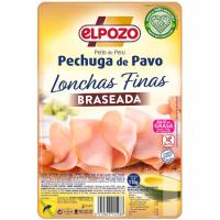 Pechuga de pavo braseado ELPOZO, lonchas finas, bandeja 115 g