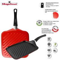 Asador grill Praga de acero esmaltado vitrificado, apto para todo tipo de cocinas MAGEFESA, 27x27 cm