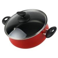 Cacerola Praga con tapa, acero esmaltado rojo, apta para todo tipo de cocinas MAGEFESA, Ø24 cm