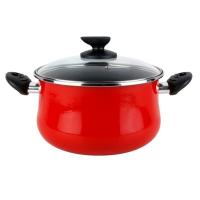 Olla Praga con tapa, acero esmaltado rojo, apta para todo tipo de cocinas MAGEFESA, Ø20 cm