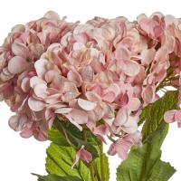 Ramo artificial de 2 Horténsias rosas, 22 cm
