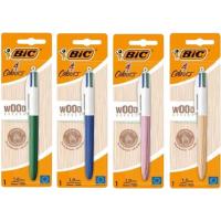 Bolígrafo de 4 colores madera punta 1 mm, ¿Cuál te llegará? Wood BIC, 1 ud
