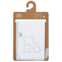 Gasa bordada nubes azules, 100% algodón, Edad rec: +0 meses INTERBABY, 60x65 cm