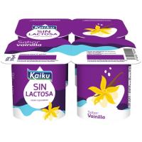 Yogur sin lactosa sabor vainilla KAIKU SIN LACTOSA, pack 4x125 g