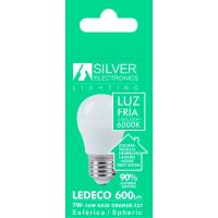 Bombilla Led Eco E27 esférica 7W luz fría (6000K) SILVER ELECTRONICS, 1 ud