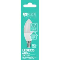 Bombilla Led Eco E14 vela 7W luz neutra (4000K) SILVER ELECTRONICS, 1 ud