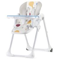 Trona Yumy blanca y azul KINDERKRAFT.  Respaldo ajustable en 3 posiciones y regulable en 7 alturas. Arnés de seguridad de 5 puntos. Plegado fácil para facilitar el almacenamiento
