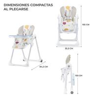 Trona Yumy blanca y azul KINDERKRAFT.  Respaldo ajustable en 3 posiciones y regulable en 7 alturas. Arnés de seguridad de 5 puntos. Plegado fácil para facilitar el almacenamiento