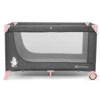 Cuna de viaje Joy gris rosa KINDERKRAFT Fácil de montar, doble entrada con cremallera, con ruedas para su traslado, desde el nacimiento hasta 20 kg. Normativa Europea EN716