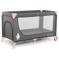 Cuna de viaje Joy gris rosa KINDERKRAFT Fácil de montar, doble entrada con cremallera, con ruedas para su traslado, desde el nacimiento hasta 20 kg. Normativa Europea EN716