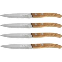 Cuchillos chuleteros Forest, acero inox con mango de madera, set 4 uds