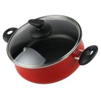 Cacerola Praga con tapa, acero esmaltado rojo, apta para todo tipo de cocinas MAGEFESA, Ø20 cm