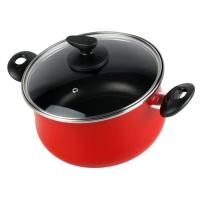 Olla Praga con tapa, acero esmaltado rojo, apta para todo tipo de cocinas MAGEFESA, Ø16 cm