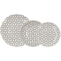 Vajilla Creativa, porcelana dibujo negro. Platos Ø25,4, 20 y 19 cm, pack 18 piezas