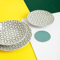 Vajilla Creativa, porcelana dibujo negro. Platos Ø25,4, 20 y 19 cm, pack 18 piezas