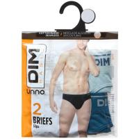 Slip hombre sin costuras algodón, azul talla L DIM BASIC, pack 2 uds