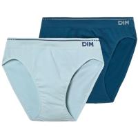 Slip hombre sin costuras algodón, azul talla L DIM BASIC, pack 2 uds