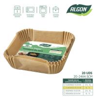 Molde de papel para freidora de aire cuadrado, Ø16-20x4,5 cm ALGON, pack 20 uds