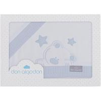 Sábanas cuna Don Algodón Oso blanco azul nido de abeja 3piezas INTERBABY, 60x120cm