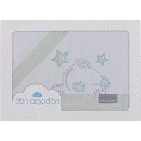 Sábanas cuna D Algodón Oso blanco Verde nido de abeja 3 piezas INTERBABY, 60x120cm