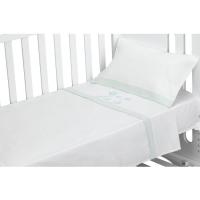 Sábanas cuna D Algodón Oso blanco Verde nido de abeja 3 piezas INTERBABY, 60x120cm