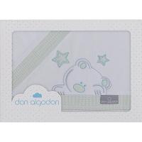 Sábanas cuna D Algodón Oso blanco Verde nido de abeja 3 piezas INTERBABY, 60x120cm