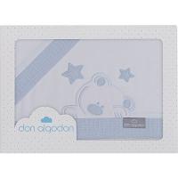 Sábanas Minicuna Don Algodón blanco azul nido de abeja 3piezas INTERBABY, 50x80 cm